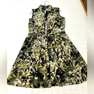 Simply Vera Vera Wang Women Dress Small Black Print Poly Sleeveless Fit Flare